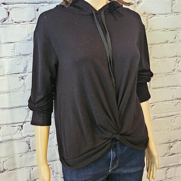 DREW - Black pullover front twist hoodie - Picture 7 of 11